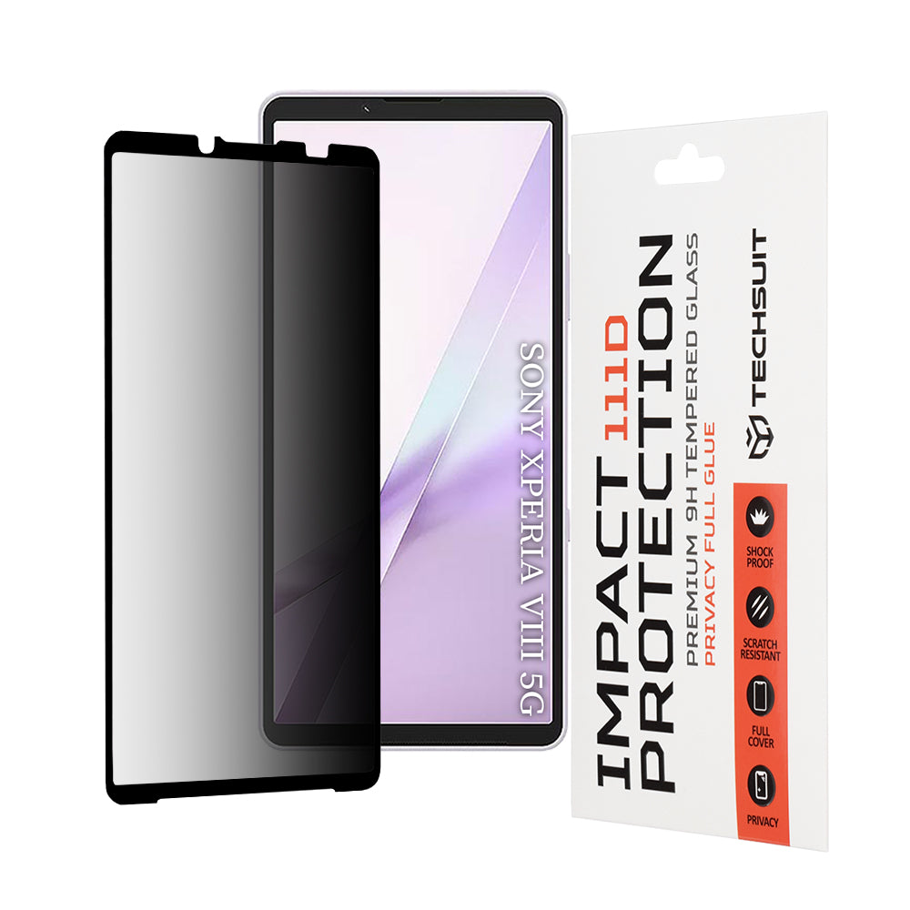 Privacy Techsuit skärmskydd för Sony Xperia 10 VIII, härdat glas, full lim, 111D
