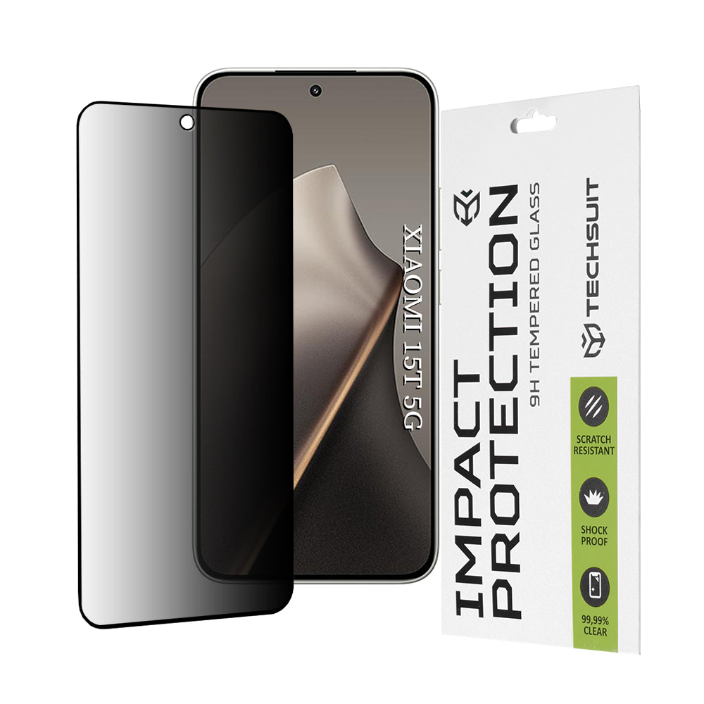 Skyddsfilm Privacy Techsuit för Xiaomi 15T, Härdat Glas, Full Glue, 111D