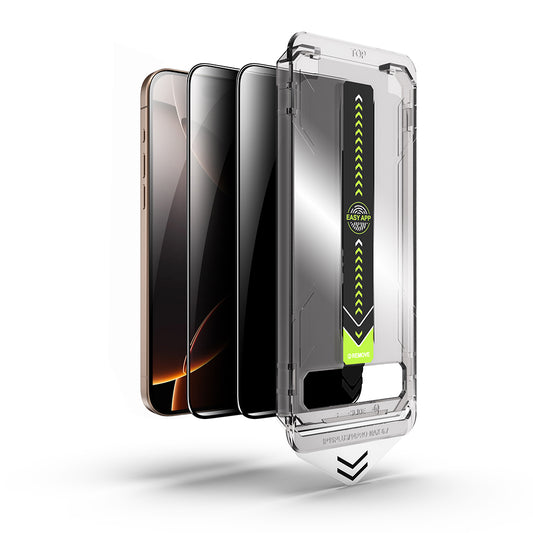 Skärmskydd Privacy Techsuit TitanGlass för Apple iPhone 17 / 16 Pro, Härdat Glas, Full Lim, Set med 2 stycken