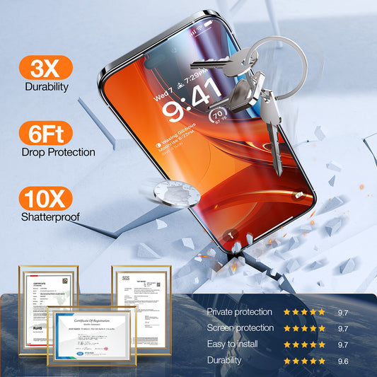 Skärmskydd Privacy Torras GlassGo Epic för Apple iPhone 15 Pro Max, Härdat Glas, Full Lim
