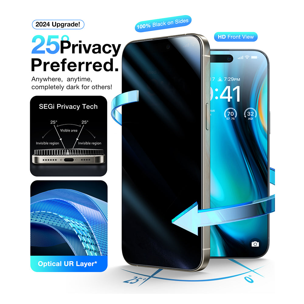 Skyddsfilm för skärm Privacy Torras GlassGo Install Master för Apple iPhone 16 Plus, Härdat Glas, Full Lim