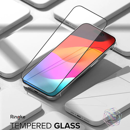Ringke skärmskydd för Apple iPhone 15 Pro Max, härdat glas, full lim, svart