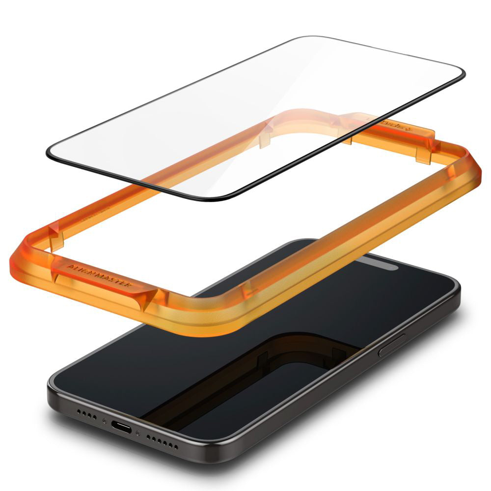 Skärmskydd Spigen GlastR Align Master för Apple iPhone 15 Plus, Härdat Glas, Full Lim, Set om 2 stycken, Svart AGL06886