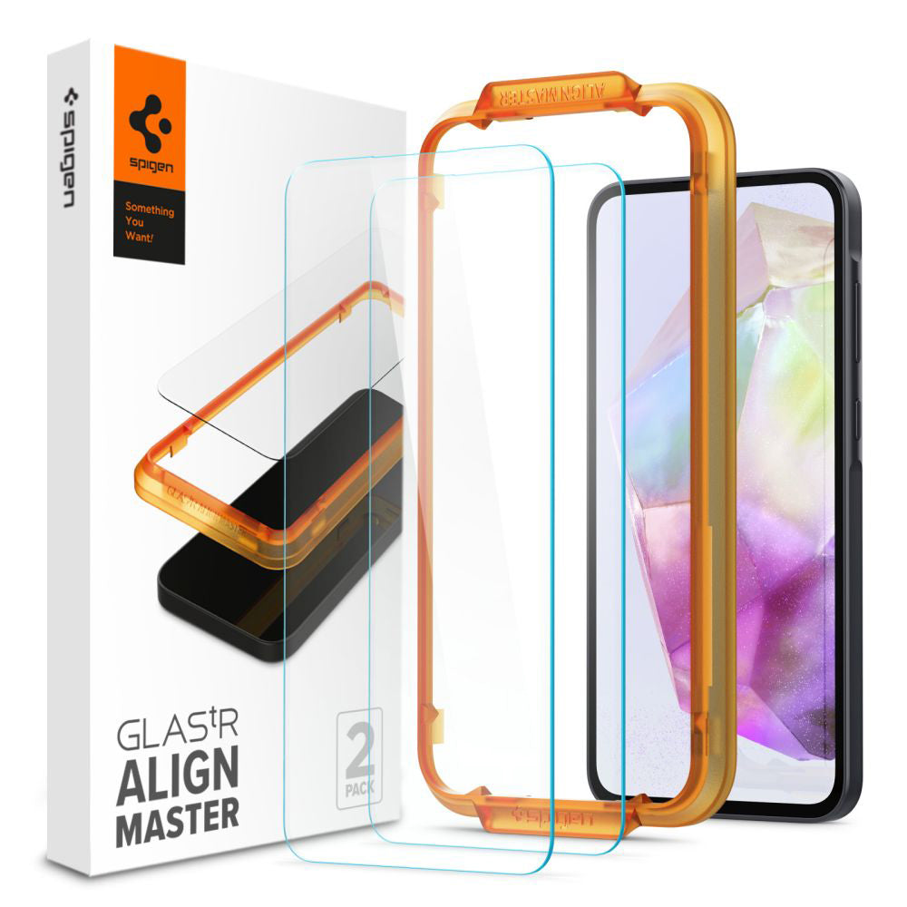 Skärmskydd Spigen GlastR Align Master för Samsung Galaxy M35 / A35 5G A356, Härdat Glas, Full Lim, Set med 2 stycken AGL07772
