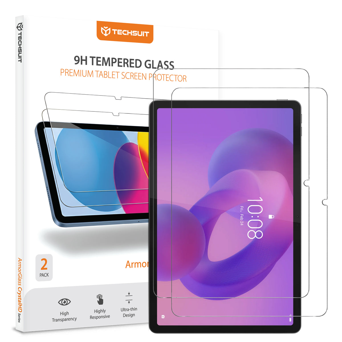 Skärmskydd Techsuit ArmorGlass CrystalHD för Lenovo Idea Tab 11, Härdat Glas, Full Lim, Set med 2 stycken
