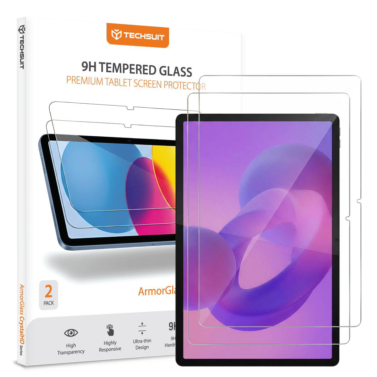 Skärmskydd Techsuit ArmorGlass CrystalHD för Lenovo Idea Tab Pro, Härdat Glas, Full Lim, Set med 2 stycken