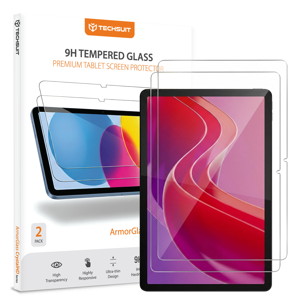Skärmskydd Techsuit ArmorGlass CrystalHD för Lenovo Tab M11, Härdat Glas, Full Lim, Set med 2 stycken
