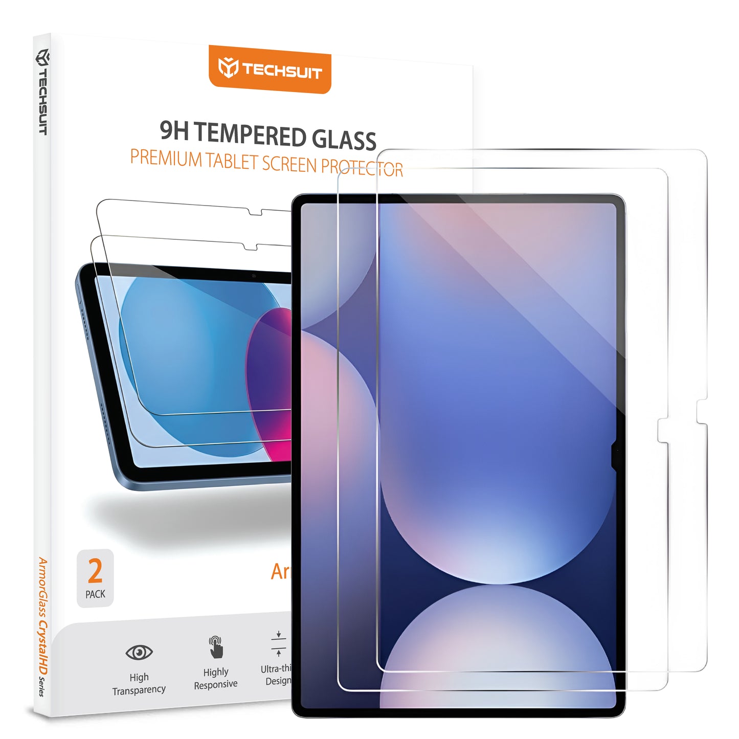 Skärmskydd Techsuit ArmorGlass CrystalHD för Samsung Galaxy Tab S10+ / Tab S9 FE+, Härdat Glas, Full Glue, Set med 2 stycken