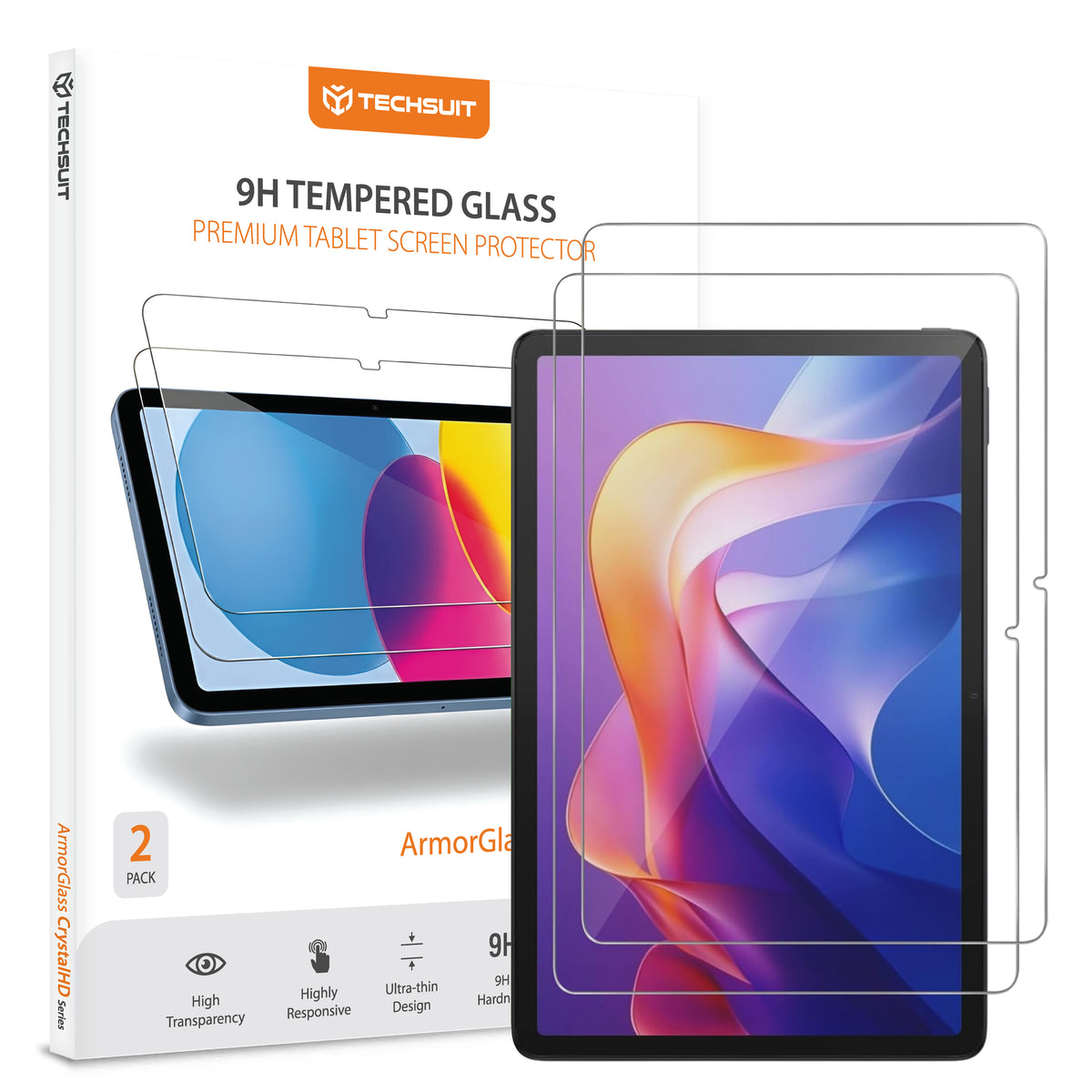 Skärmskydd Techsuit ArmorGlass CrystalHD för Xiaomi Redmi Pad 2, Härdat Glas, Full Lim, Set med 2 stycken