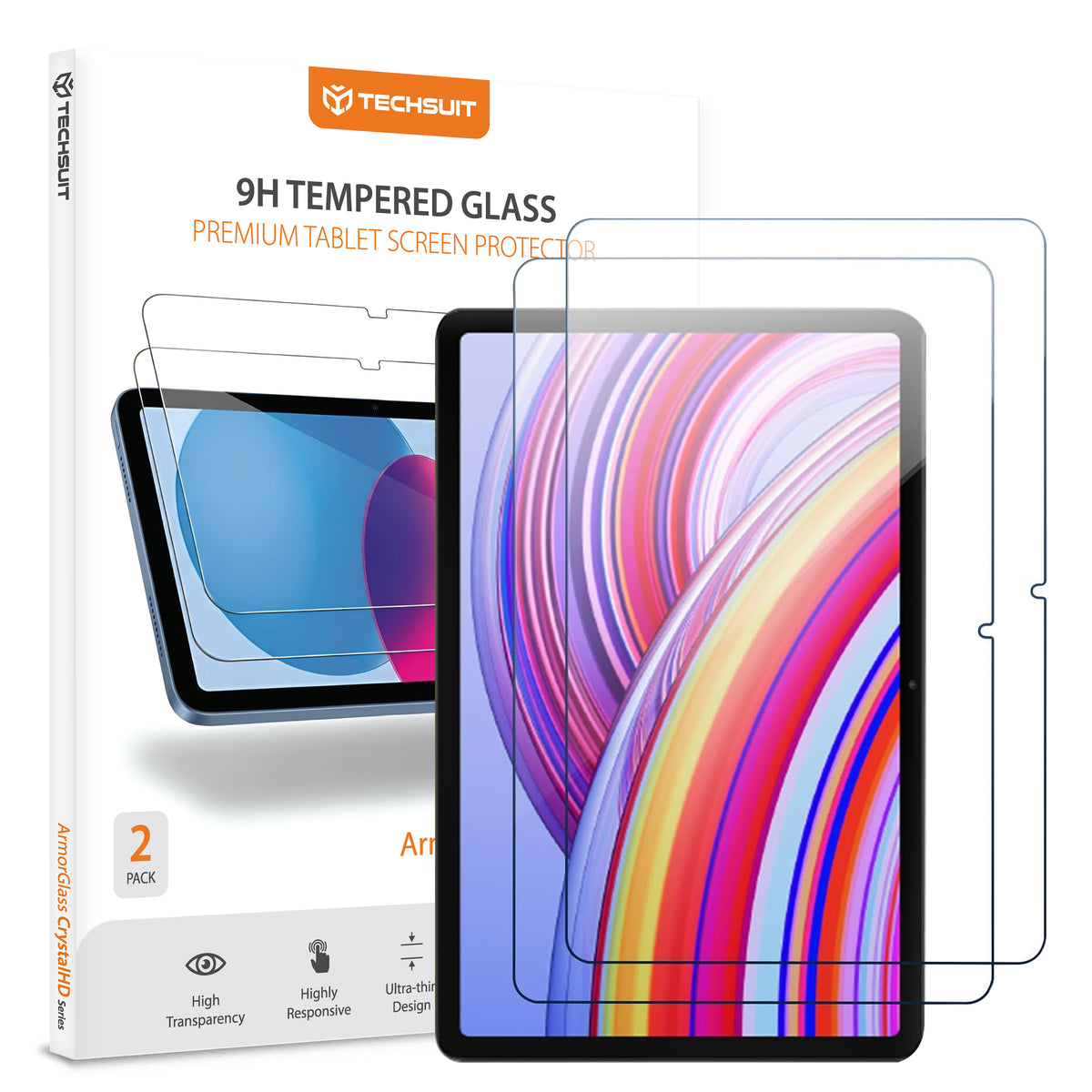 Skärmskydd Techsuit ArmorGlass CrystalHD för Xiaomi Redmi Pad Pro / Pad Pro 5G / Poco Pad, Härdat Glas, Full Lim, Set med 2 stycken