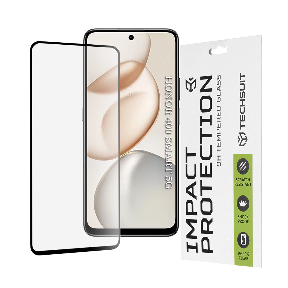 Skärmskyddsfolie Techsuit för Honor 400 Smart 4G / X7d 4G / 400 Smart 5G / X7c / 200 Smart, Härdat Glas, Full Glue, 111D, Svart