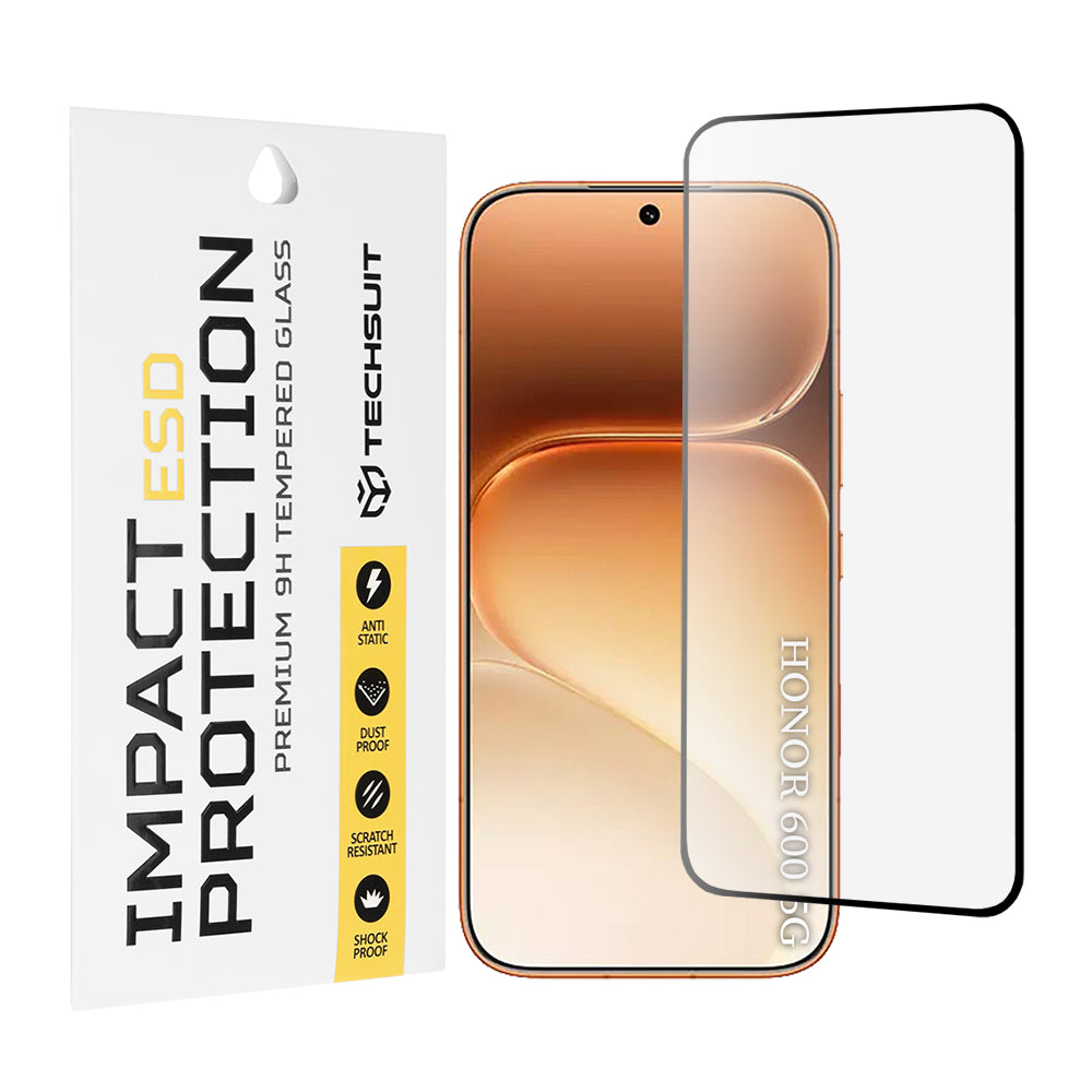 Techsuit skärmskydd för Honor 600 Pro / 600, härdat glas, full limning, svart