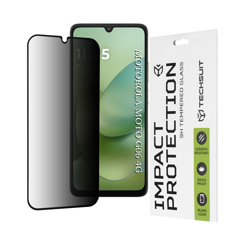Techsuit Privacy Screen Protector for Motorola Moto G06 Power / G06, Tempered Glass, Full Glue, 111D