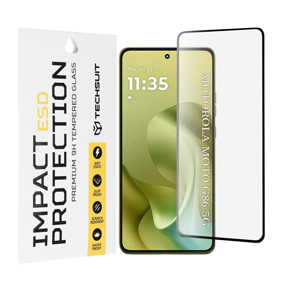 Techsuit skärmskydd för Motorola Moto G86 Power / G86, härdat glas, full lim, svart