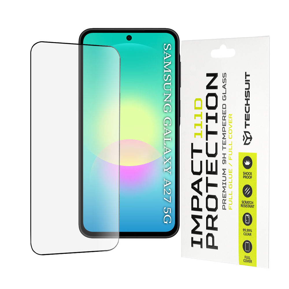Techsuit skärmskydd för Samsung Galaxy A27 5G, härdat glas, full limning, 111D, svart