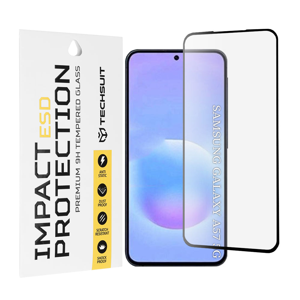 Skärmskydd Techsuit för Samsung Galaxy A57 5G, Härdat Glas, Full Lim, Svart