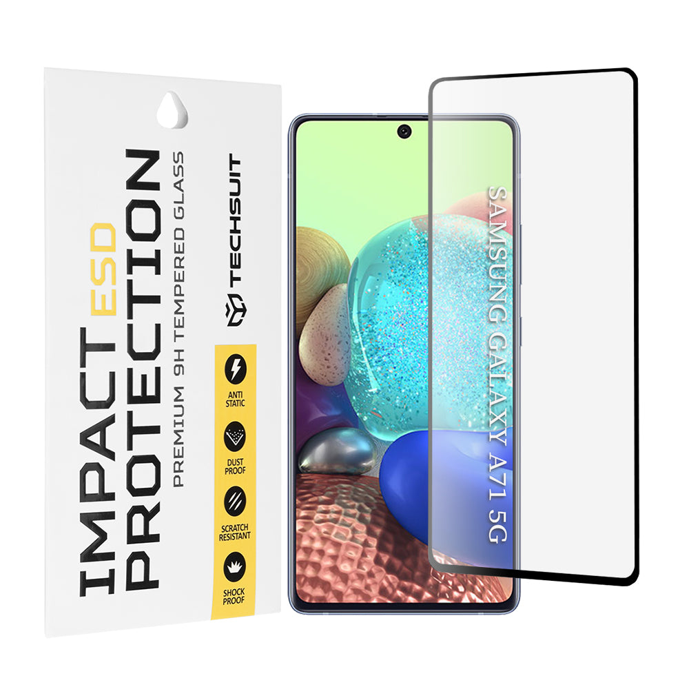 Techsuit Screen Protector Film for Samsung Galaxy M51 M515 / A71 5G A716 / Note10 Lite N770 / A71 A715, Tempered Glass, Full Glue, Black
