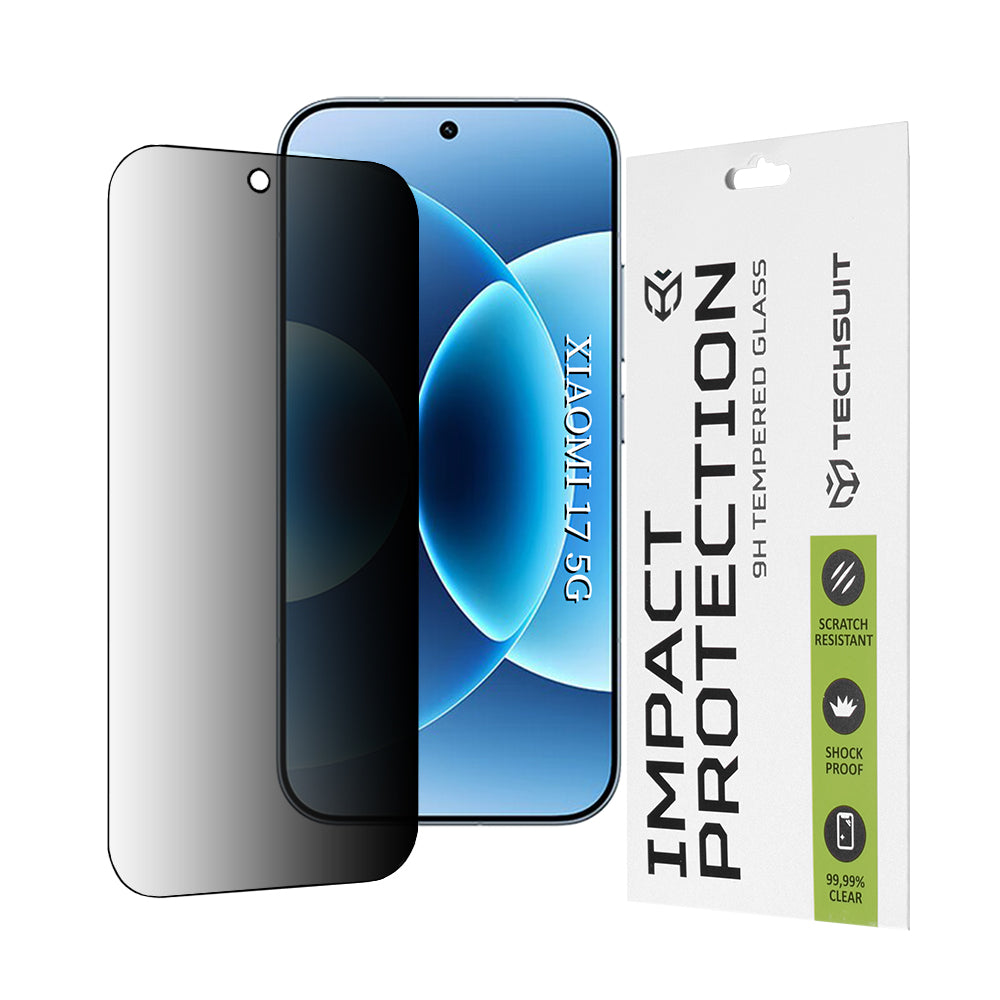 Skärmskydd Privacy Techsuit för Xiaomi 17, Härdat Glas, Full Lim, 111D