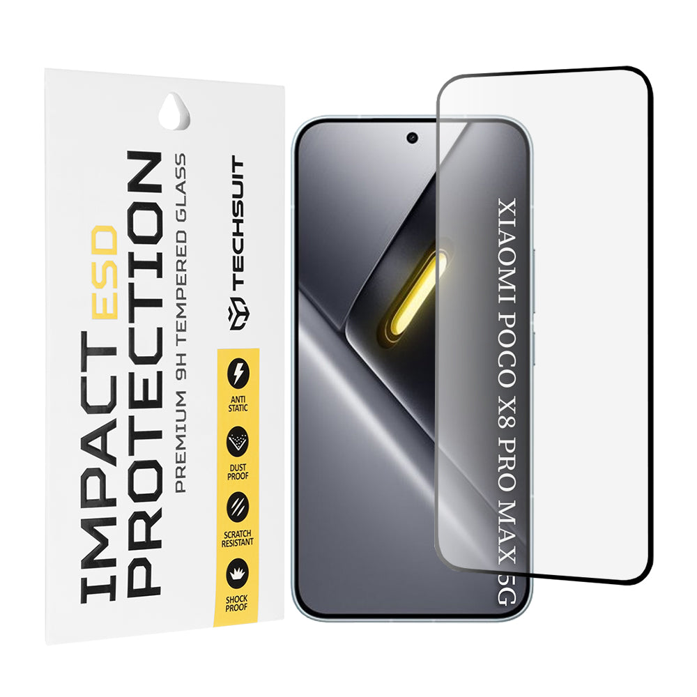 Skärmskydd Techsuit för Xiaomi Poco X8 Pro Max, Härdat Glas, Full Lim, Svart
