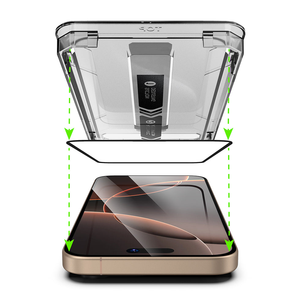 Techsuit TitanGlass Screen Protector for Apple iPhone 17 / 16 Pro, Tempered Glass, Full Glue, Set of 2 Pieces, Black