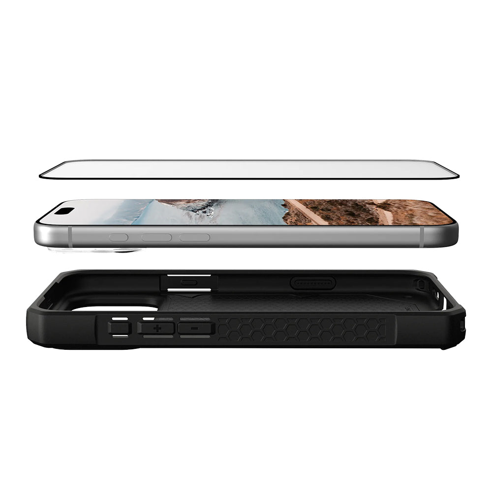 Skärmskydd Urban Armor Gear Shield för Apple iPhone 17 Pro, Härdat Glas, Full Lim, Svart