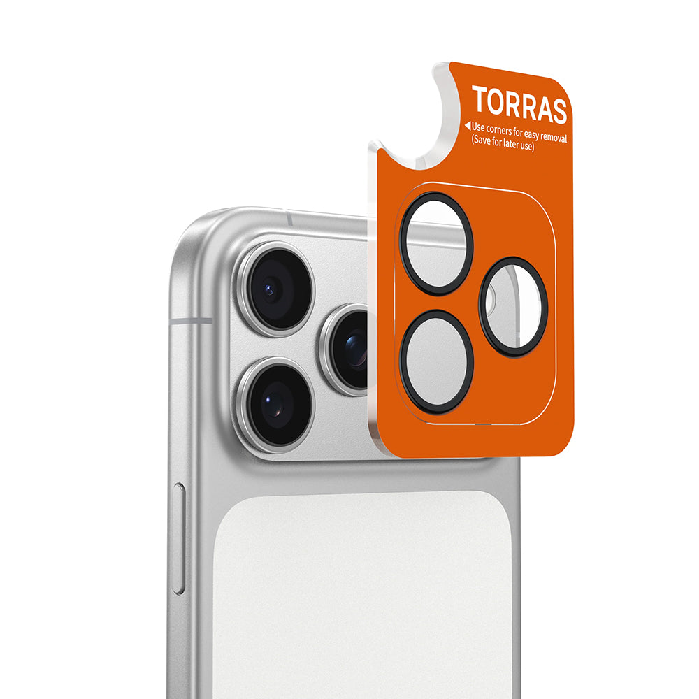 Torras Lensguard bakkameraskyddsfilm för Apple iPhone 17 Pro Max / 17 Pro, härdat glas, silver