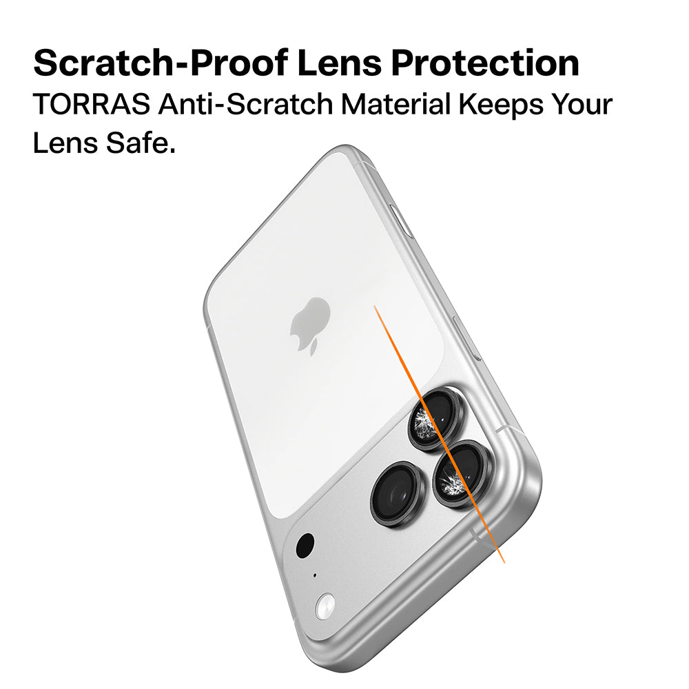 Torras Lensguard bakkameraskyddsfilm för Apple iPhone 17 Pro Max / 17 Pro, härdat glas, silver