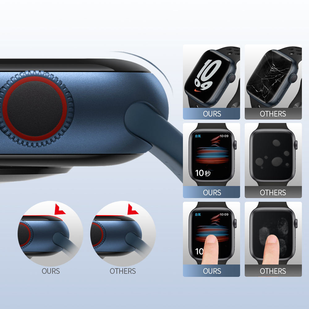 Blueo High Molecule Skyddsfolie för Apple Watch 8 / 7 41mm-serien, Härdat glas, Svart