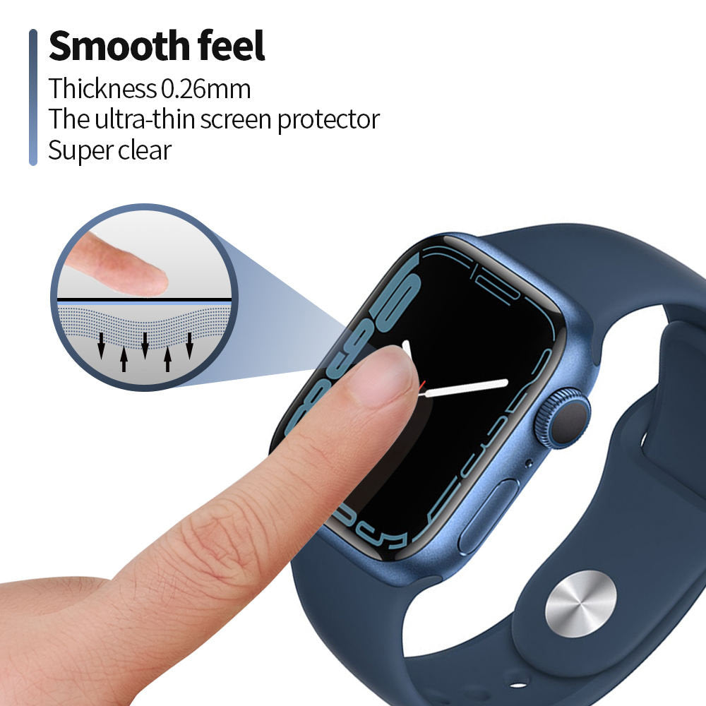 Blueo High Molecule Skyddsfolie för Apple Watch 8 / 7 45mm-serien, Härdat Glas, Svart