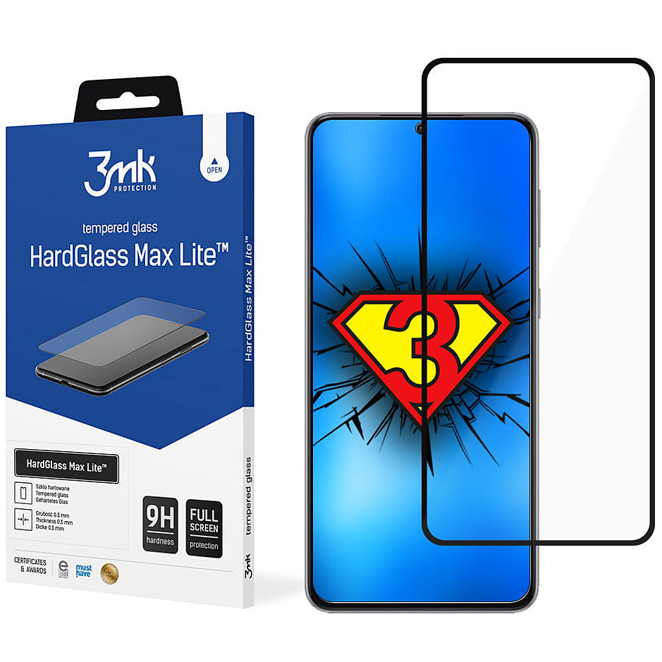 Skärmskydd 3MK HardGlass Max Lite för Samsung Galaxy S21+ 5G G996, Härdat Glas, Full Lim, Svart