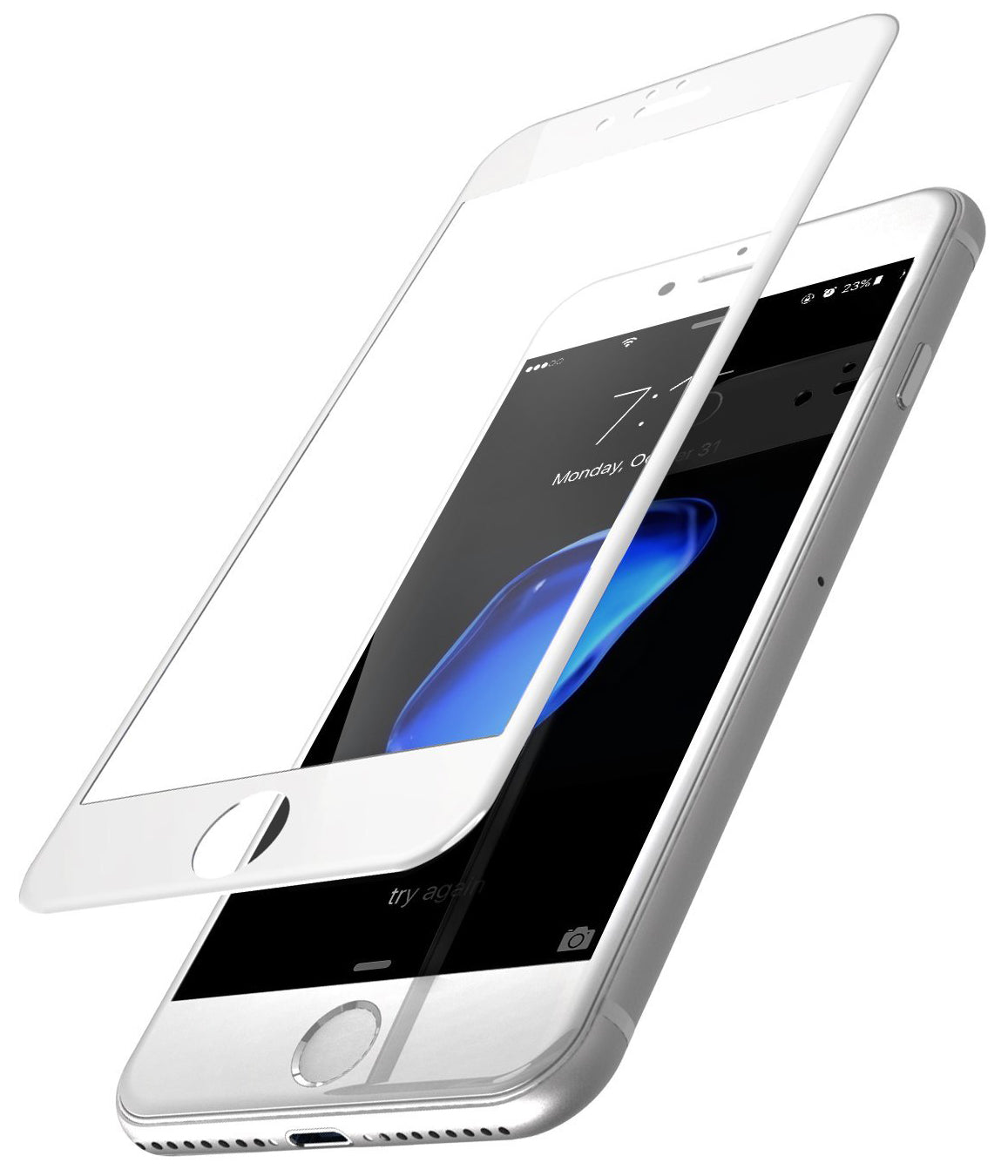 OEM Screen Protector for Apple iPhone SE (2022) / SE (2020) / 8, Tempered Glass, Full Glue, 5D, White