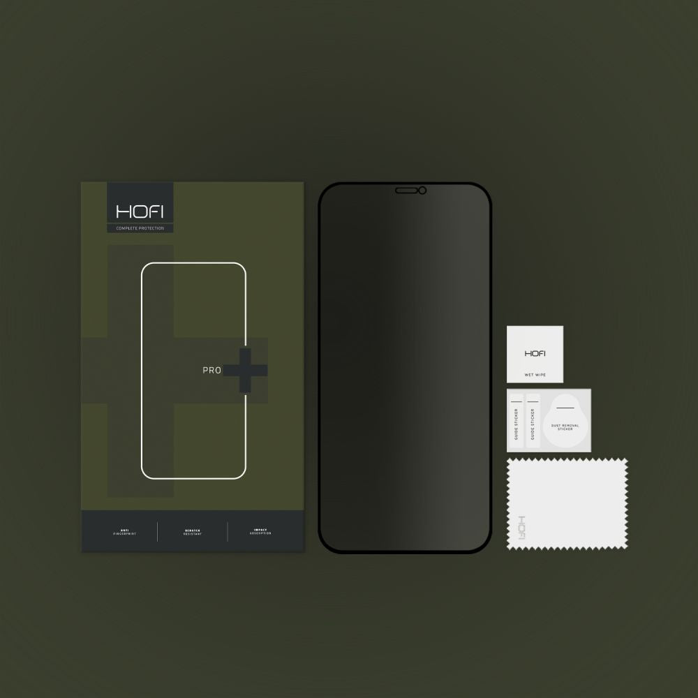 Privacy Screen Protector HOFI PRO+ for Apple iPhone 12 / 12 Pro, Tempered Glass, Full Glue