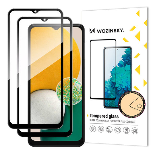 Skärmskydd WZK för Samsung Galaxy A13 5G A136, härdat glas, full limning, set 2 delar, svart