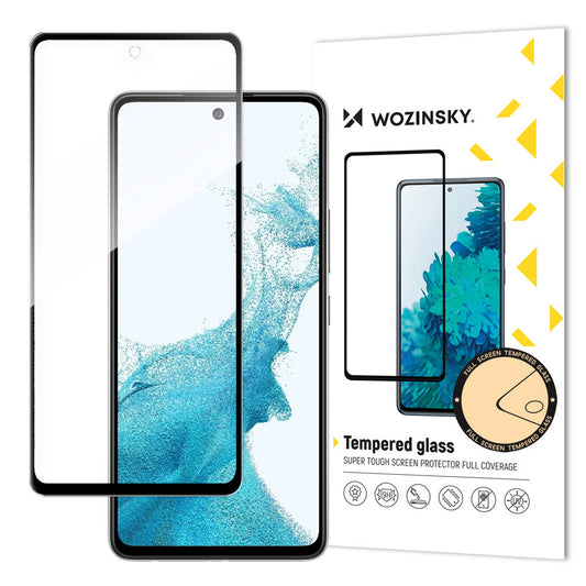 WZK Skärmskydd för Samsung Galaxy A53 5G A536, Skärmad glas, Full Glue, Svart