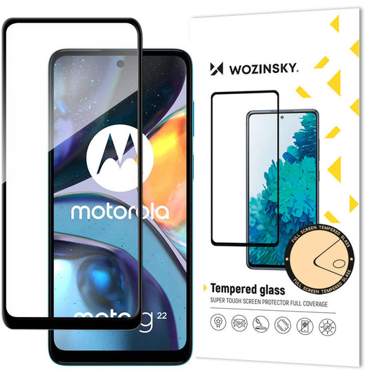 WZK Skärmskydd för Motorola Moto G22, Glas, Full Limning, Svart