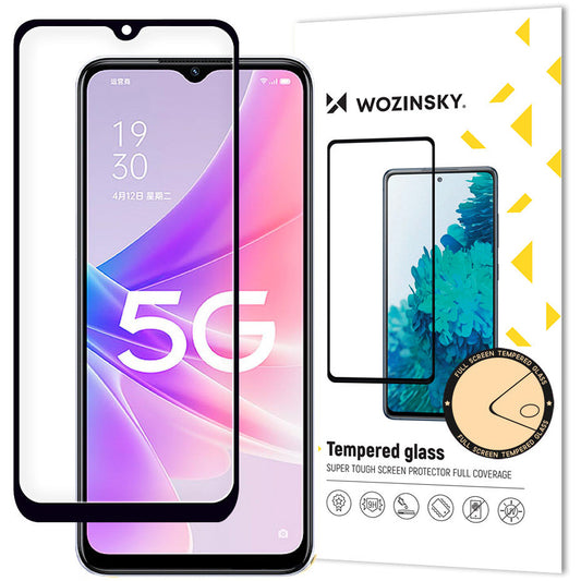 WZK Skärmskydd för Oppo A57 4G / A77 4G / A57s / A57e, Glassköld, Fullt lim, Case Friendly, Svart