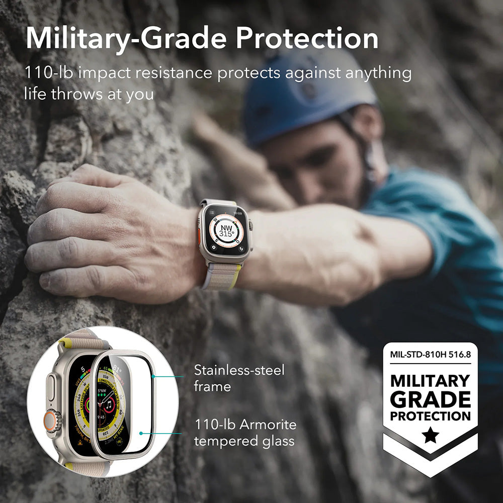 ESR Armorite skyddsfilm för Apple Watch Ultra Series, Set med 2 stycken, Härdat glas, Brons