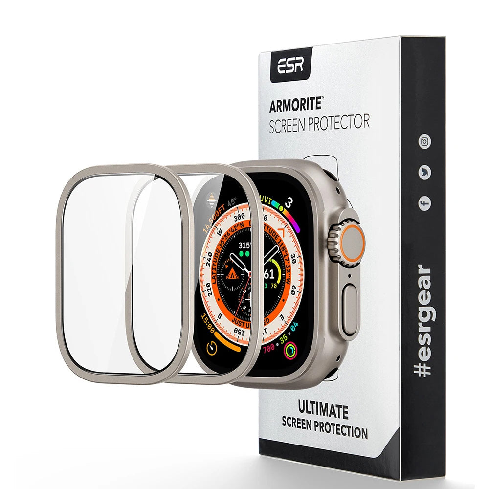 ESR Armorite skyddsfilm för Apple Watch Ultra Series, Set med 2 stycken, Härdat glas, Brons