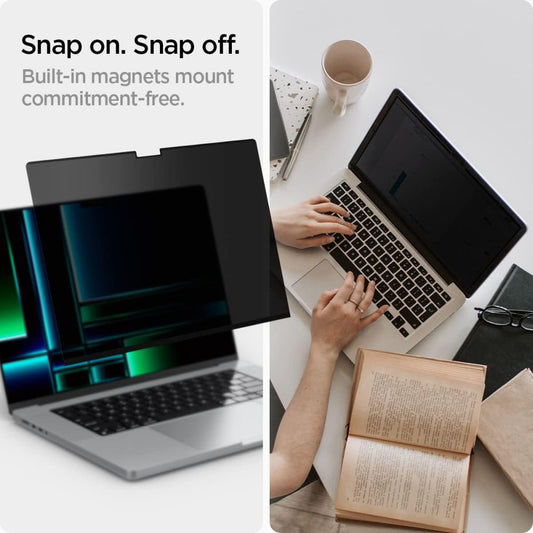 Skärmskyddsfolie Privacy Spigen Safe View Magnetic för Apple MacBook Pro 14 tum (2022) / (2024) / (2023) / (2021), Plast AFL06158