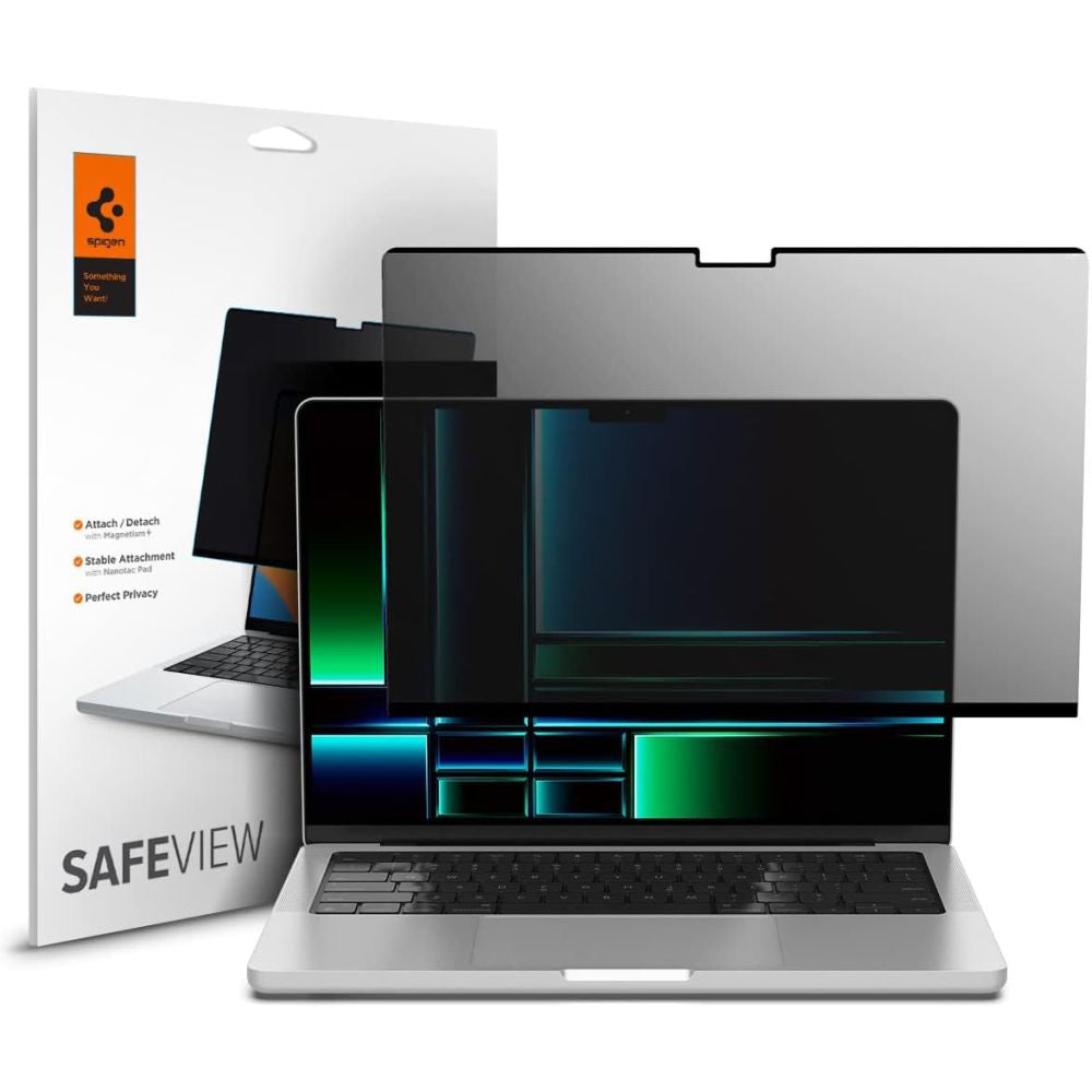 Skärmskyddsfolie Privacy Spigen Safe View Magnetic för Apple MacBook Pro 14 tum (2022) / (2024) / (2023) / (2021), Plast AFL06158