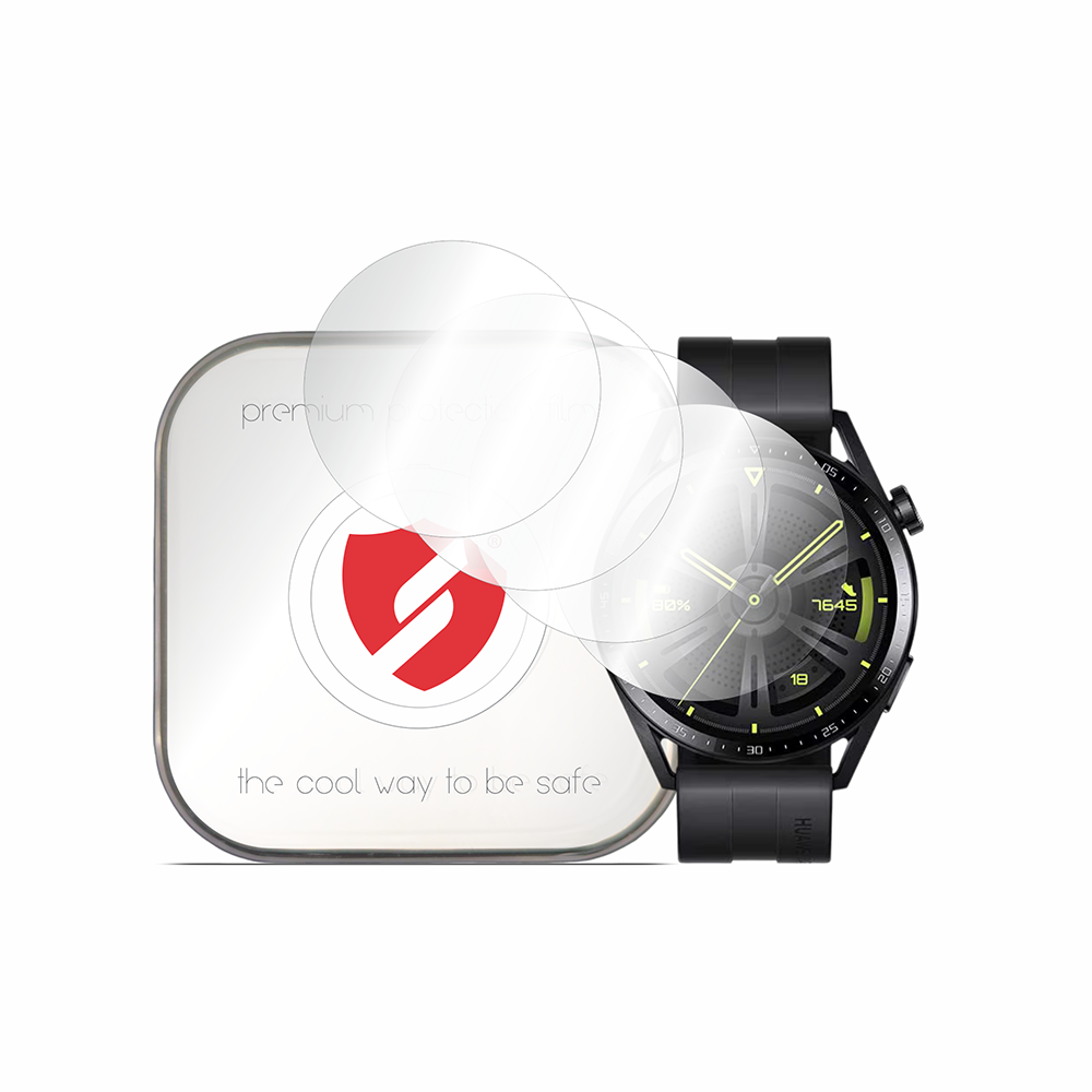 Smart Protection Premium Classic skyddsfilm för Huawei Watch GT 3 46mm, Set om 4 stycken, Plast