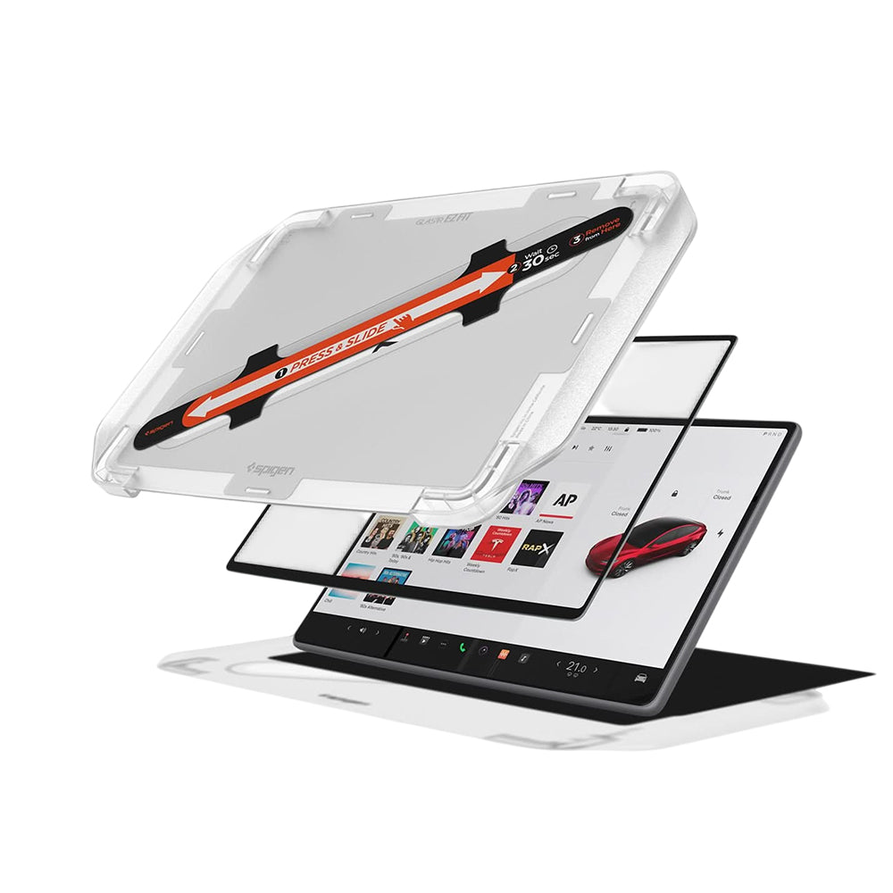 Spigen GlastR EZ FIT skyddsfilm för Tesla Y (2026 / 2025) / 3 (2026 / 2025 / 2024) navigationsskärm, härdat glas AGL10654
