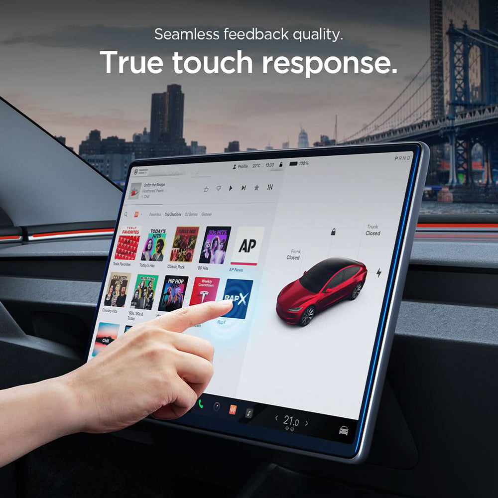 Spigen GlastR EZ FIT skyddsfilm för Tesla Y (2026 / 2025) / 3 (2026 / 2025 / 2024) navigationsskärm, härdat glas AGL10654