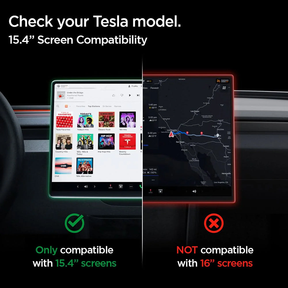 Spigen GlastR EZ FIT skyddsfilm för Tesla Y (2026 / 2025) / 3 (2026 / 2025 / 2024) navigationsskärm, härdat glas AGL10654