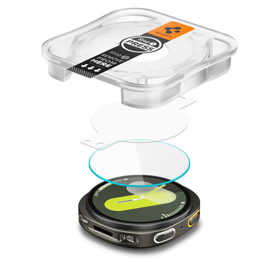 Spigen GlastR EZ FIT skyddsfolie för Samsung Galaxy Watch8 40mm, Set med 2 stycken, Härdat glas AGL09876