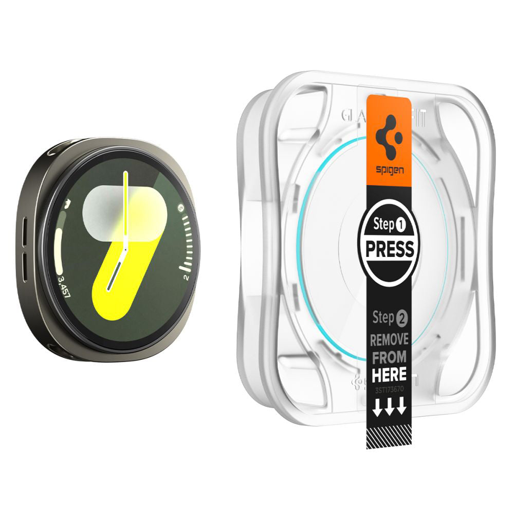 Spigen GlastR EZ FIT skyddsfolie för Samsung Galaxy Watch8 40mm, Set med 2 stycken, Härdat glas AGL09876