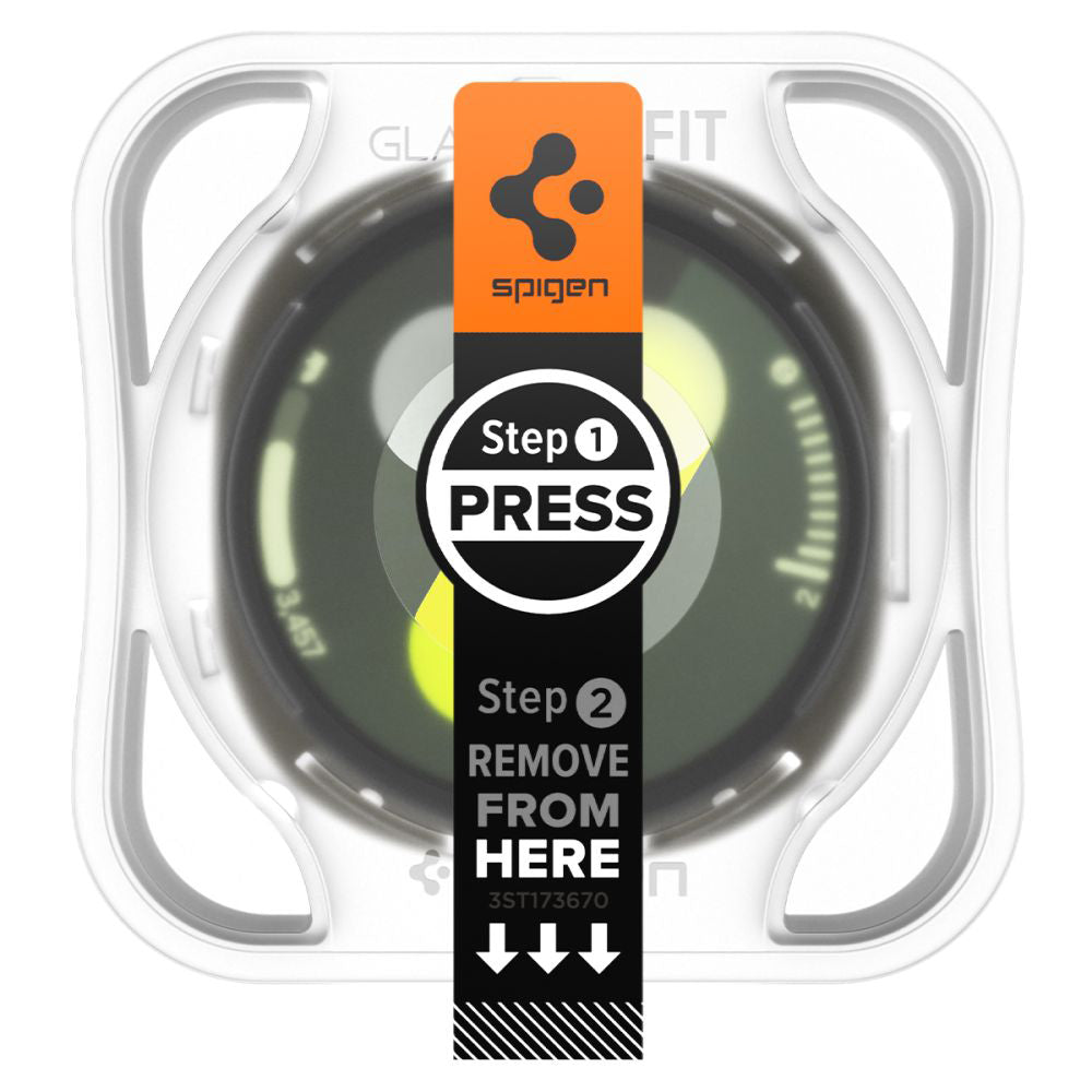 Spigen GlastR EZ FIT skyddsfilm för Samsung Galaxy Watch8 44mm, Set med 2 stycken, Härdat glas AGL09874