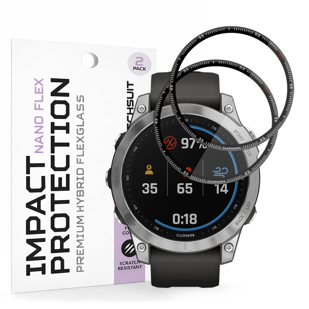 Skyddsfilm Techsuit Nano Flex för Garmin Fenix 7, Set med 2 stycken, Plast, Svart