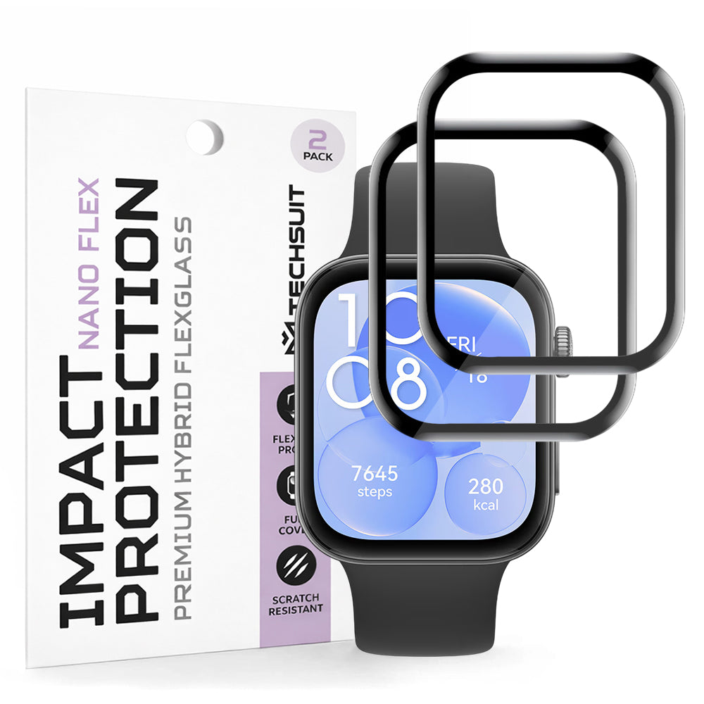 Skyddsfilm Techsuit Nano Flex för Huawei Watch Fit 3, Set med 2 stycken, Plast, Svart