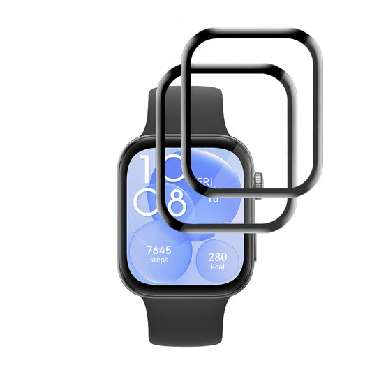 Skyddsfilm Techsuit Nano Flex för Huawei Watch Fit 3, Set med 2 stycken, Plast, Svart
